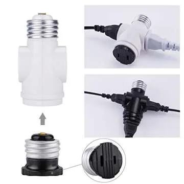 DiCUNO E26 to 2 Polarized Outlet Socket Adapter, 2-Pack