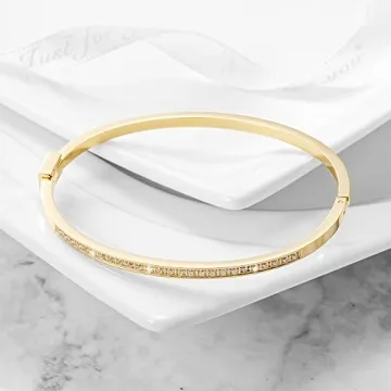 WISTIC Gold CZ Thin Bangle Bracelet for Women Anytime Gift