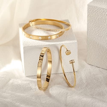 WISTIC Gold CZ Thin Bangle Bracelet for Women Anytime Gift