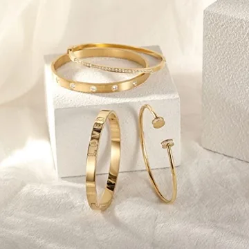 WISTIC Gold CZ Thin Bangle Bracelet for Women Anytime Gift