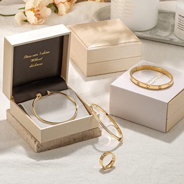 WISTIC Gold CZ Thin Bangle Bracelet for Women Anytime Gift