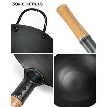 BIELMEIER Black Carbon Steel Pow Wok Pan 13.4 Inch