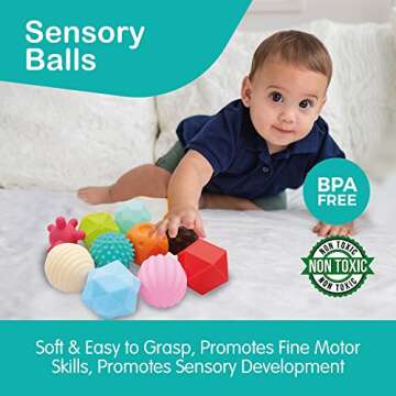 Naturals Infinity Montessori Toys for Babies 6-12 Months | 3 in 1 Soft Baby Toys Set | Baby Toys 6 to 12 Months | Sensory Toys for Toddlers 1-3 | Toys for Babies 0-6 Months | Learning Toys