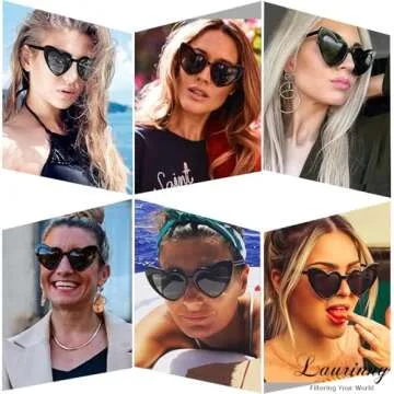 Laurinny Heart Sunglasses for Women Trendy Cute Cat Eye Black Heart Shaped Sun Glasses UV Protection