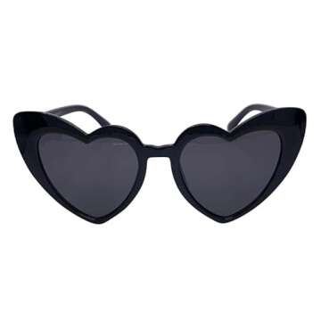 Laurinny Heart Sunglasses for Women Trendy Cute Cat Eye Black Heart Shaped Sun Glasses UV Protection