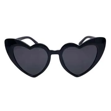 Laurinny Heart Sunglasses for Women Trendy Cute Cat Eye Black Heart Shaped Sun Glasses UV Protection