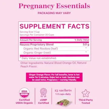 Pink Stork Tea: Organic Ginger Orange Pregnancy Tea - Occasional Morning Sickness Support - Pregnancy Must Haves - Digestive Support for Pregnant Women - Women-Owned, 30 Cups