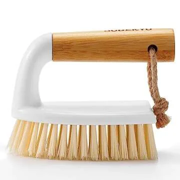 SUBEKYU Scrub Brush, Cleaning Brushes with Handle for Household Use, Heavy Duty Scrub Brushes for Cleaning Bathroom Shower Toilet Bathtub Tile Floor Carpet, White, 2P