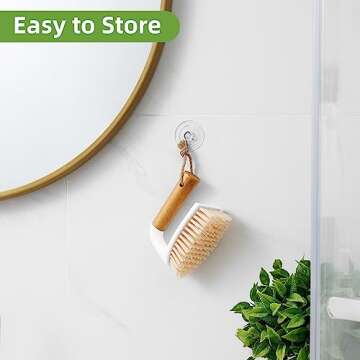 SUBEKYU Scrub Brush, Cleaning Brushes with Handle for Household Use, Heavy Duty Scrub Brushes for Cleaning Bathroom Shower Toilet Bathtub Tile Floor Carpet, White, 2P