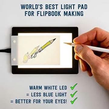 Official Andymation's Flipbook Starter Kit for Kids & Adults with LED Light Pad for Drawing & Tracing Animation, Premium Pre-drilled Flip Book Paper, Removable Binding Screws