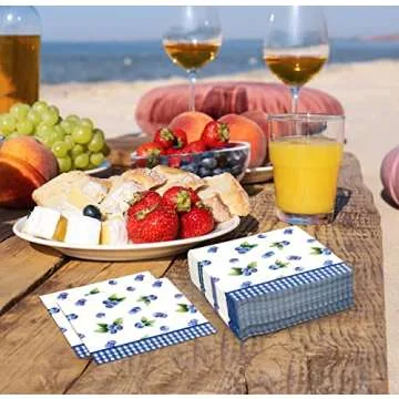 100 Blueberry Cocktail Beverage Napkins for All Occasions