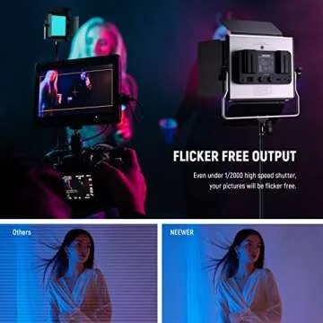 NEEWER Upgraded 660 PRO II RGB LED Video Light with App Control&Stand Kit, 2 Pack Constant 50W No Color Shift/1% Precise Min Dimming/360° RGB/CRI97+/3200K~5600K for Game Streaming YouTube Photography