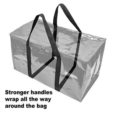 BAG-THAT! 8-Pack Black Moving Bags, Extra Large Storage Bags with Zipper, Water Resistant Packing Bags for Moving Supplies, Heavy Duty Moving Totes with Carrying Handle
