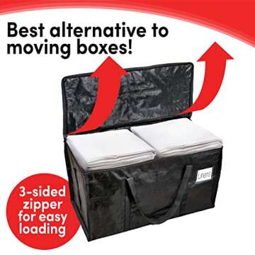 BAG-THAT! 8-Pack Black Moving Bags, Extra Large Storage Bags with Zipper, Water Resistant Packing Bags for Moving Supplies, Heavy Duty Moving Totes with Carrying Handle