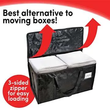 BAG-THAT! 8-Pack Black Moving Bags, Extra Large Storage Bags with Zipper, Water Resistant Packing Bags for Moving Supplies, Heavy Duty Moving Totes with Carrying Handle