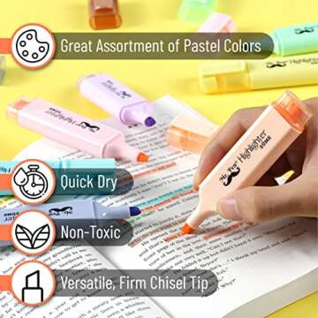 Mr. Pen- Pastel Highlighter, 8 pcs, Tank Style, Chisel Tip, Cute No Bleed Bible Highlighter, School Supplies
