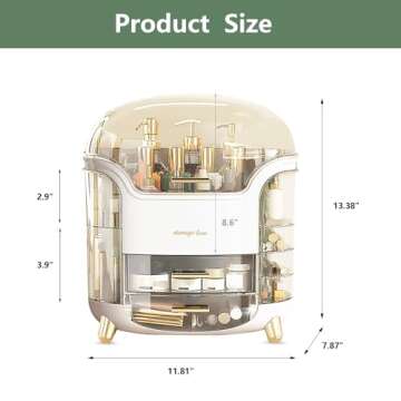 Omeily Upgrade Large Makeup Organizer Countertop Vanity Case Skin Care Cosmetic Storage Box Bathroom Counter Perfume Skincare Organizers Make Up Caddy Gift for Women Girls Clear Design Easy Visibility