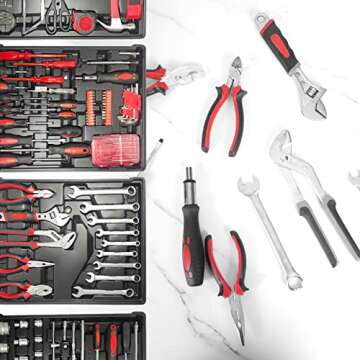 188-Piece Tool Kit with Rolling Box for DIY Projects