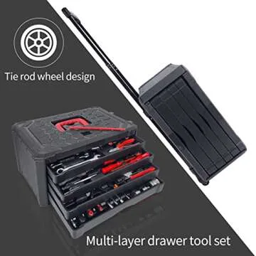 188-Piece Tool Kit with Rolling Box for DIY Projects
