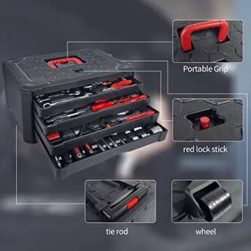 188-Piece Tool Kit with Rolling Box for DIY Projects
