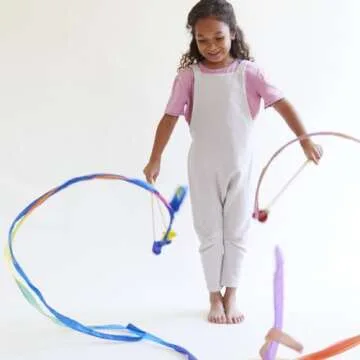 Sarah's Silks Boho Rainbow Streamer - 8' Long Ribbon Wand for Kids, Pretend Play, Dance, Baton Stick Twirling, and Gymnastics Party Favors | 100% Silk and Wood Montessori and Waldorf Toys (1)