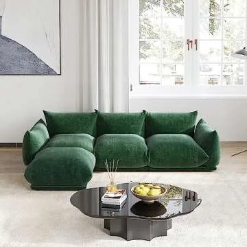 JACH 103" L-Shaped Modular Sectional Sofa, Minimalist Chenille Sofas Couches, Luxury Modern Couch with Reversible Chaise Ottoman for Living Room, Apartment, Green