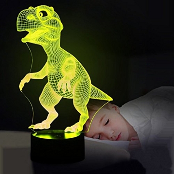 Ticent Dinosaur 3D Night Light 7 Color Touch Desk Lamp