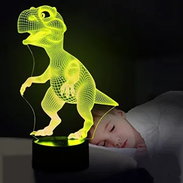 Ticent Dinosaur 3D Night Light 7 Color Touch Desk Lamp