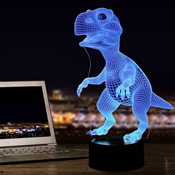 Ticent Dinosaur 3D Night Light 7 Color Touch Desk Lamp