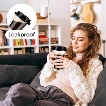 Double Walled Glass Coffee Mugs 4 Pack with Lids