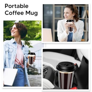 Double Walled Glass Coffee Mugs 4 Pack with Lids