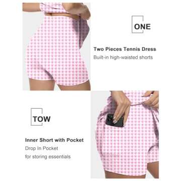 LOVRUBY Womens Tennis Dress, Two Piece Golf Dress UPF 50+ Soft Fashion Golf Dresses for Athletic Sports with Shorts