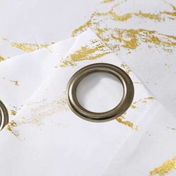 Elegant Gold Foil Print Geometric Marble Curtains 84"