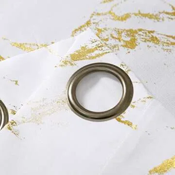 Elegant Gold Foil Print Geometric Marble Curtains 84"