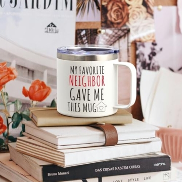 LiqCool Neighbor Christmas Gifts, 14 Oz My Favorite Neighbor Gave Me This Mug for Women Men, Best Neighbor Gifts for Housewarming Friendship, Gifts for Neighbors at Christmas Birthday(White)