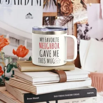 LiqCool Neighbor Christmas Gifts, 14 Oz My Favorite Neighbor Gave Me This Mug for Women Men, Best Neighbor Gifts for Housewarming Friendship, Gifts for Neighbors at Christmas Birthday(White)