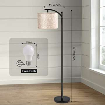 ROTTOGOON Floor Lamp for Living Room, 4 Color Temperature LED Floor Lamp with Remote Control & Foot Switch, LED Bulb Included, Modern Standing Lamp for Bedroom, Study Room, Office - Black