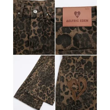 Leopard Print Straight Leg Jeans for Trendy Women