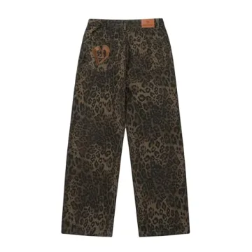 Leopard Print Straight Leg Jeans for Trendy Women