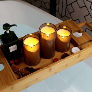 NURADA Flameless Candles with Remote Timer: 3D Wick Battery Operated Led Pillar Unbreakable Acrylic Fake Candle Set for Home Decoration Romantic Ambiance - Grey 3 Pack