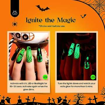 Beetles Gel Nail Polish 6 Colors Halloween Gel Nail Polish Set Witches' Spellbook Collection with Liner Gel Nail Stickers and Rings Shimmer Pink Purple Orange Nail Gel Polish for Party Gift Holiday