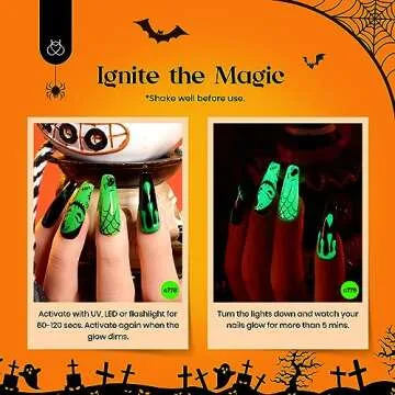 Beetles Gel Nail Polish 6 Colors Halloween Gel Nail Polish Set Witches' Spellbook Collection with Liner Gel Nail Stickers and Rings Shimmer Pink Purple Orange Nail Gel Polish for Party Gift Holiday