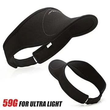 UShake Sports Visor for Man or Woman in Golf Running Jogging with Black/White/Rose Red Colors (Black)