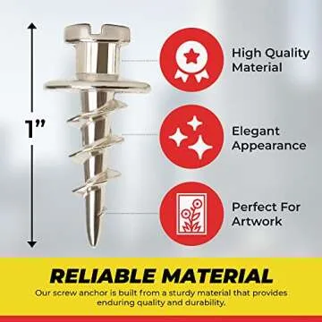 Double-Headed Wall Screw Anchors Picture Hooks - Heavy Duty Bear Claw Hanger Screws Holds Upto 30 Lbs. - Drywall Screw/Anchor for D-Rings/Wire/Keyholes - Hang Pictures/Mirrors and More (25 Pack)