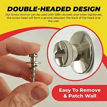 Double-Headed Wall Screw Anchors Picture Hooks - Heavy Duty Bear Claw Hanger Screws Holds Upto 30 Lbs. - Drywall Screw/Anchor for D-Rings/Wire/Keyholes - Hang Pictures/Mirrors and More (25 Pack)