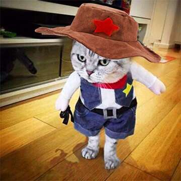 Meihejia Halloween Cat Cowboy Costume Hat Funny Costume for Cats & Small Dogs
