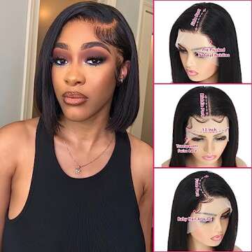 Bob Wig Human Hair 13x4 Lace Front Bob Wigs Human Hair 180% Density Bob Wigs Human Hair for Women HD Lace Front Wigs Human Hair Bob Pre Plucked Short Bob Wig Human Hair Natural Color 12inch