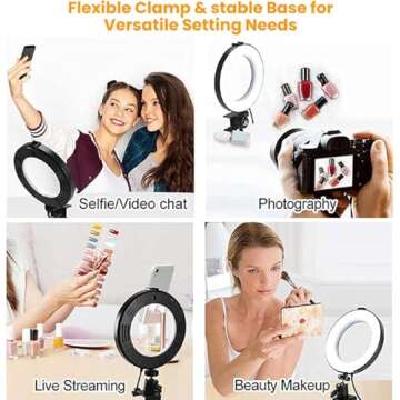 Video Conference Lighting Kit - Dimmable 6" LED Selfie Light Clip for Remote Work