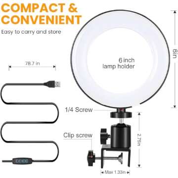 Dimmable LED Ring Light for Zoom Calls and Streaming