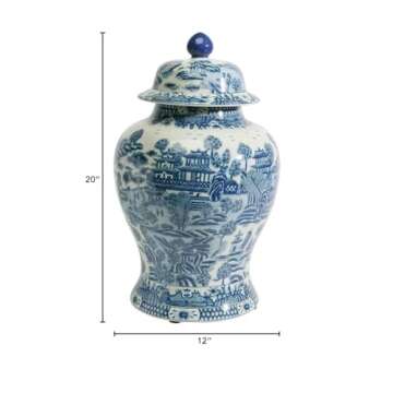 Ethan Allen Large Porcelain Ginger Jar, Blue
